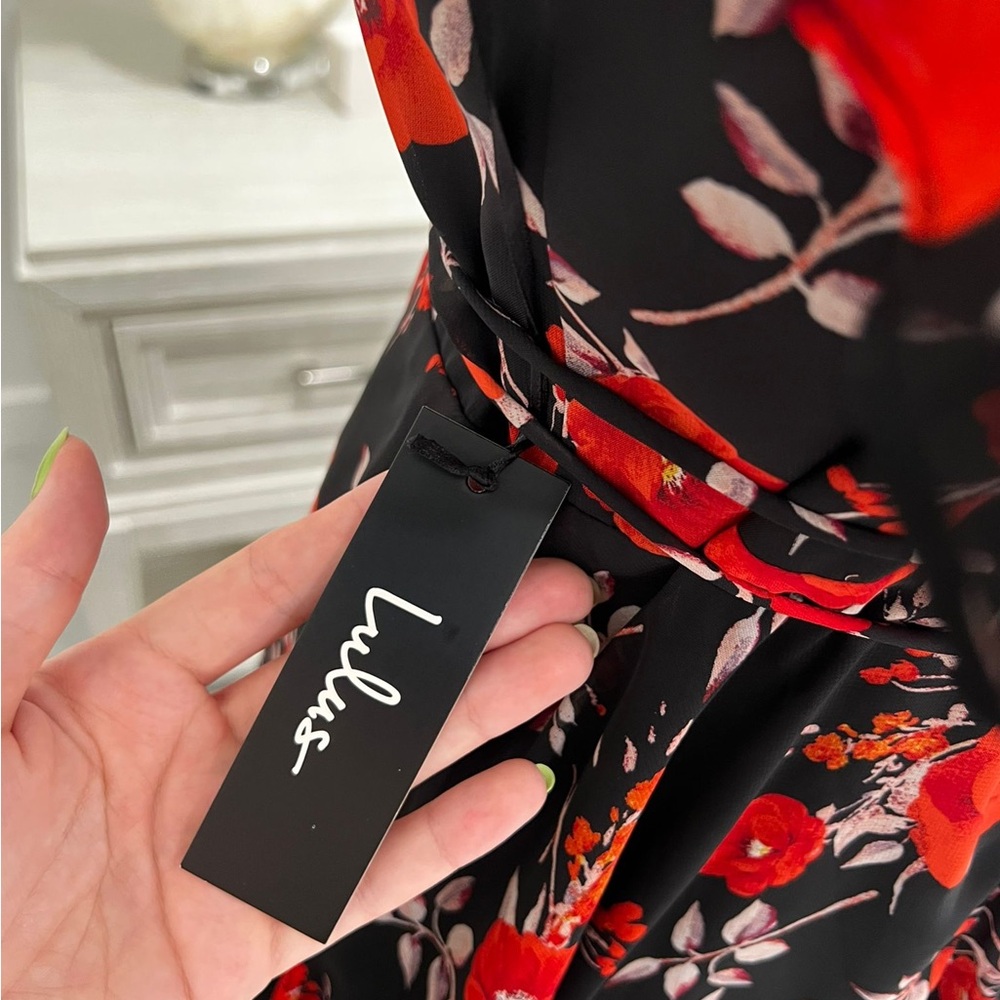 Lulu's Ruffled Red and Black Mini Dress - Picture 2 of 12